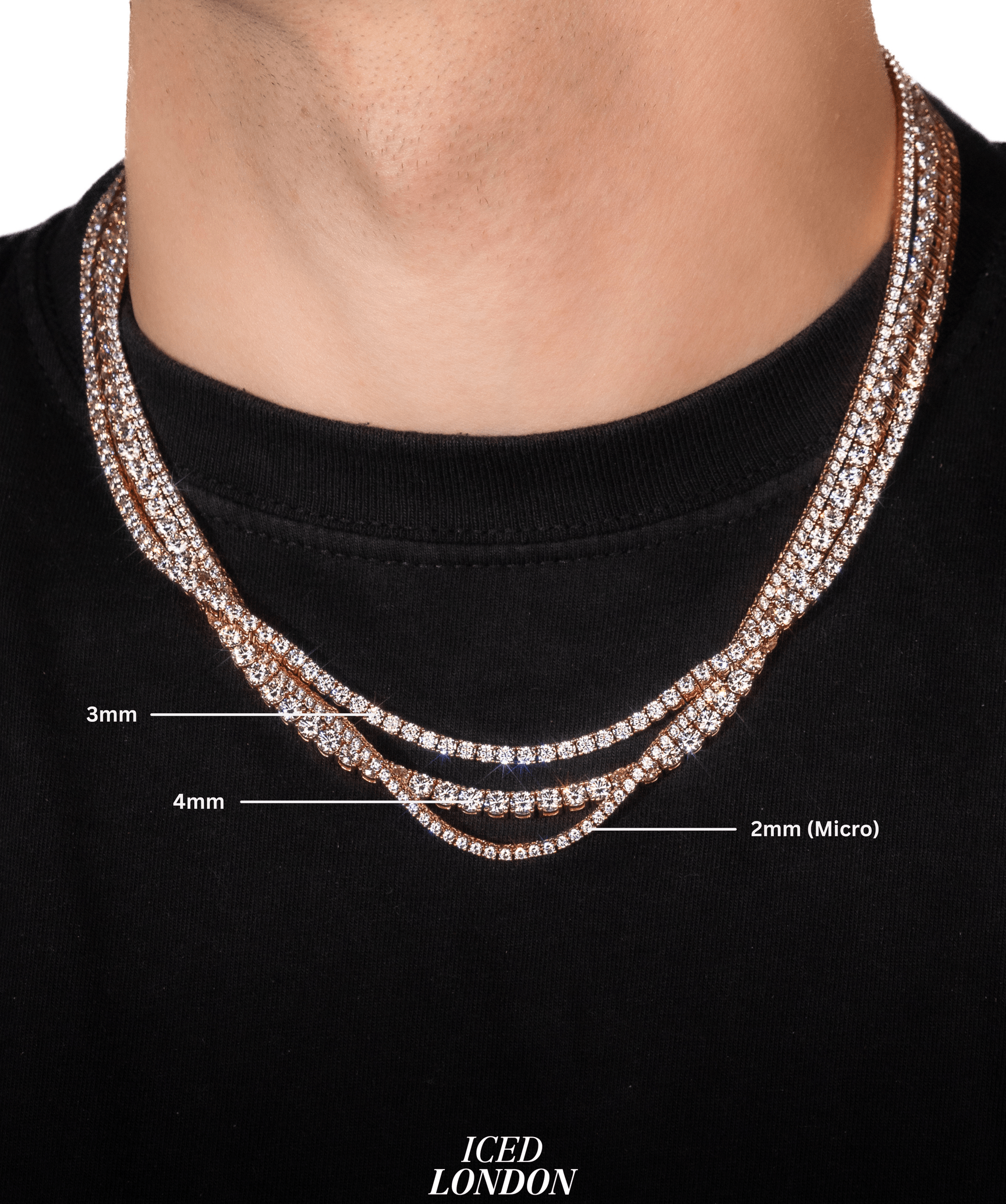 Collier Tennis 4 mm – Or Rose