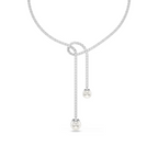 Collier femme en argent avec pendentif perle et pierres brillantes en zirconium.