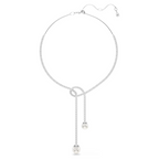 Collier femme en argent avec pendentif perle et pierres brillantes en zirconium.
