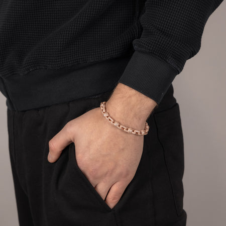 Bracelet Billes Plan Or Blanc - Rose