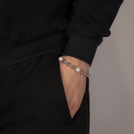 Bracelet Billes Or Blanc & Zirconia - White