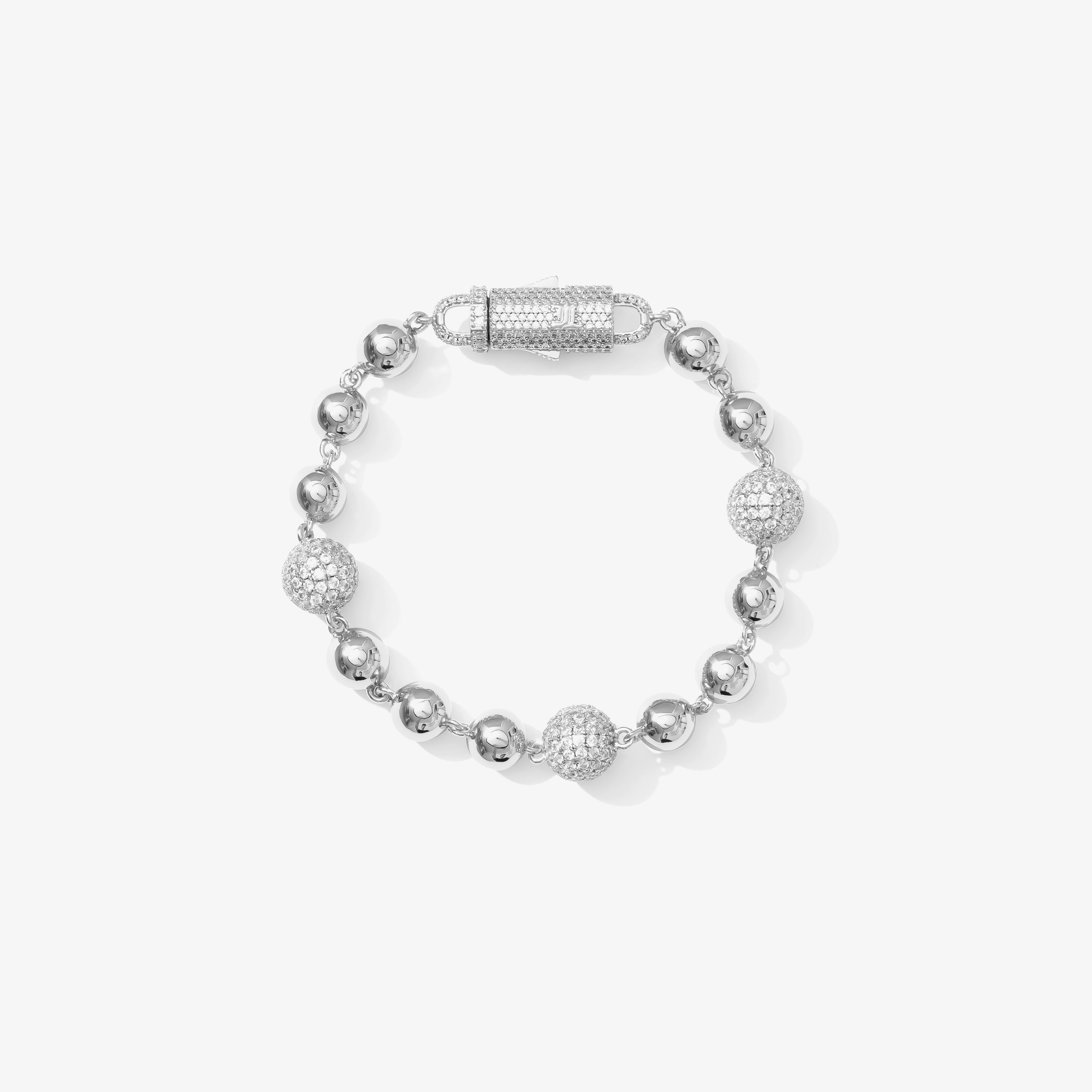Bracelet Billes Or Blanc & Zirconia - White